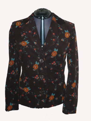 (01) blazer in ribfluweel met bloemenprint