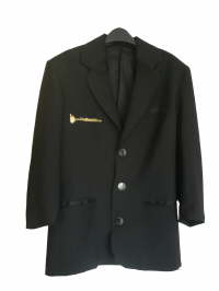 (08) Mannen blazer in zwarte dunne wol